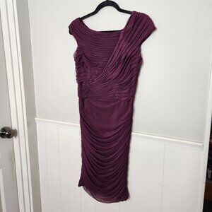 TADASHI SHOJI Deep Plum Purple Ruched Sheath Dress
